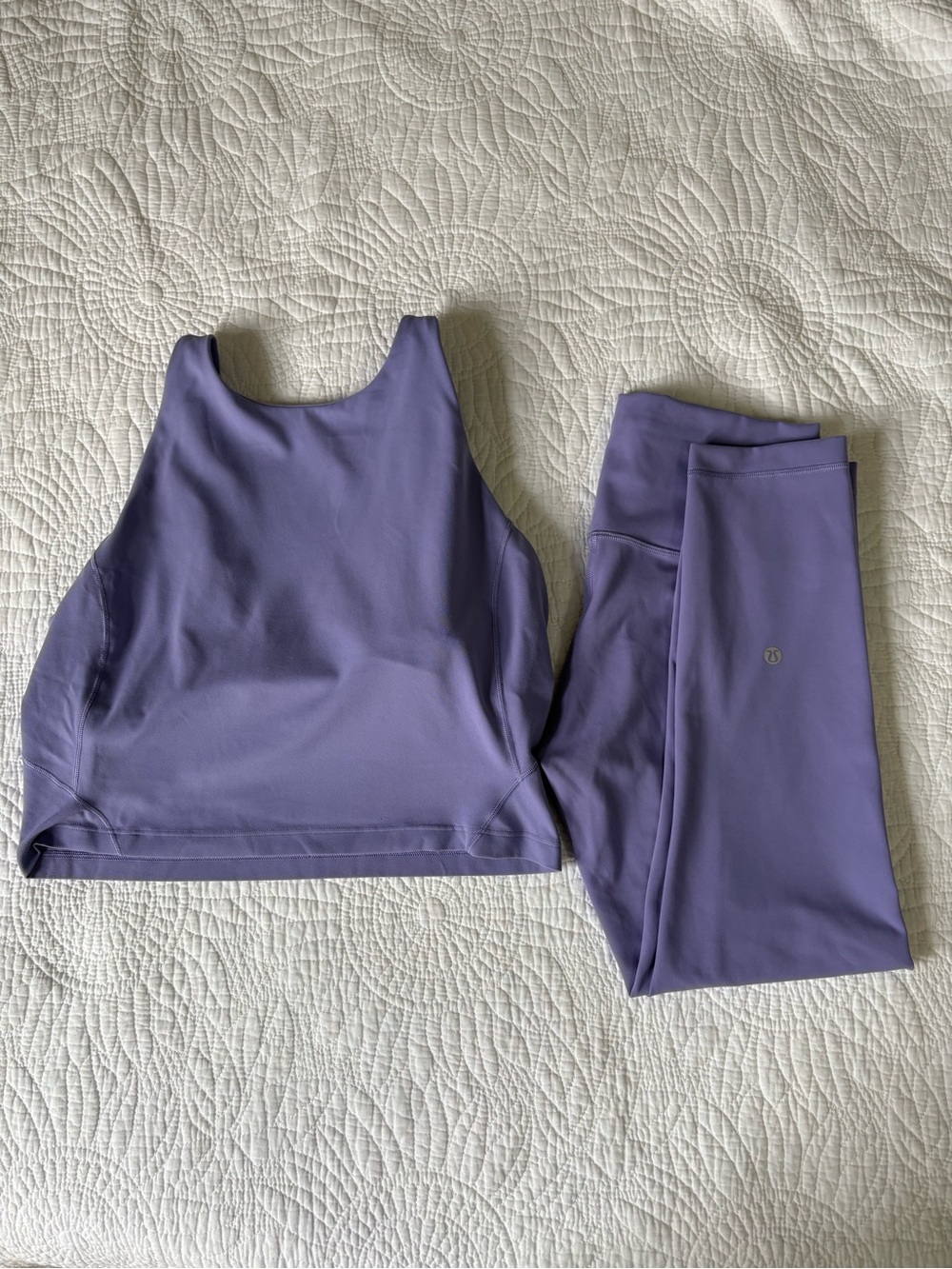 Lululemon Lavender Purple Women's High-Neck Crop Tank and Legging Set
